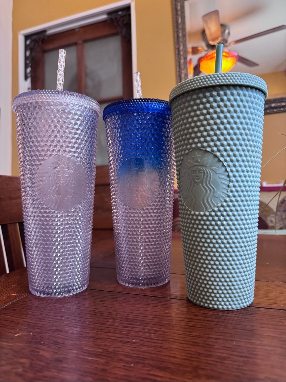 Starbucks Textured Cold Cup Trio - Sage Green, Clear Lilac & Cobalt Blue